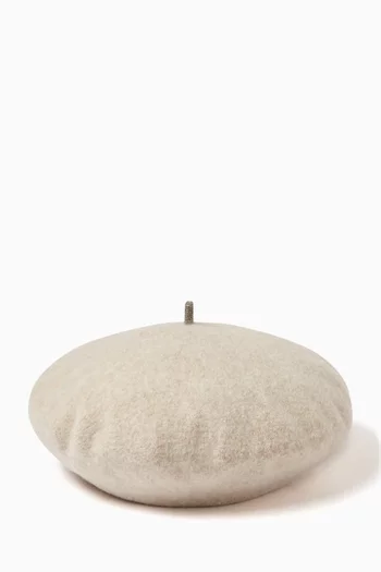 Embellished Beret in Wool