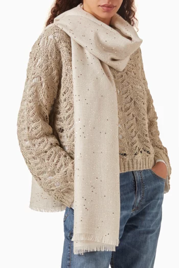 Sequin-embellished Scarf in Cashmere-silk Blend