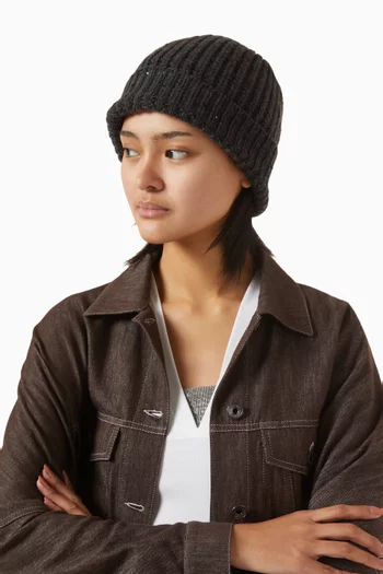 Sequin-embellished Beanie in Cashmere-silk