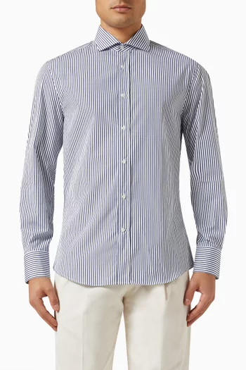 Striped Long-sleeve Shirt in Poplin