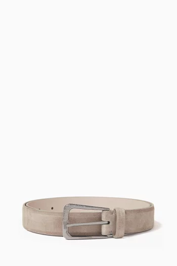 Thin Buckle Belt in Suede Leather