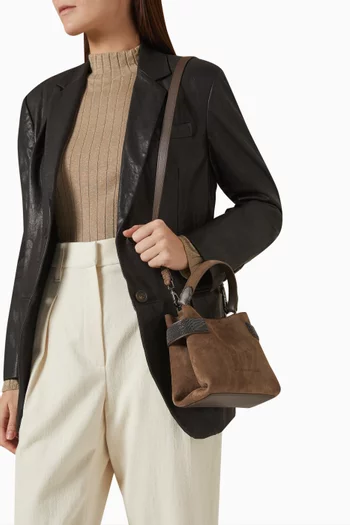 Monili-embellished Tote Bag in Suede