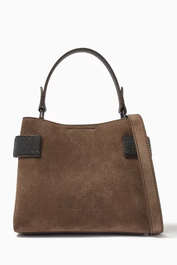Monili-embellished Tote Bag in Suede