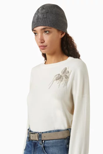 Embellished Beanie in Cashmere-blend