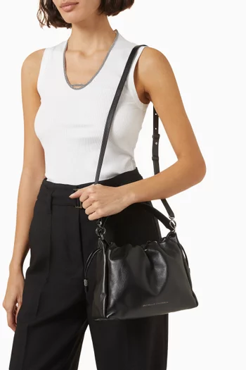 Monili-embellished Bucket Bag in Leather
