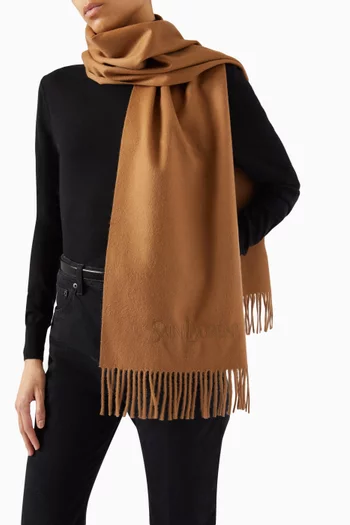 Logo-embroidered Scarf in Cashmere