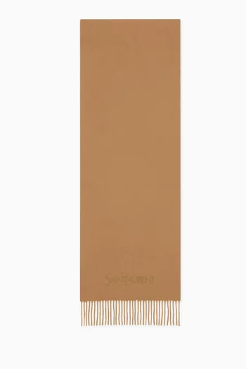Logo-embroidered Scarf in Cashmere
