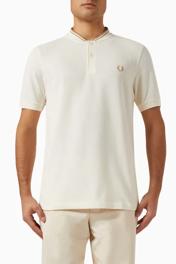 Bomber Collar Polo Shirt in Cotton-piqué