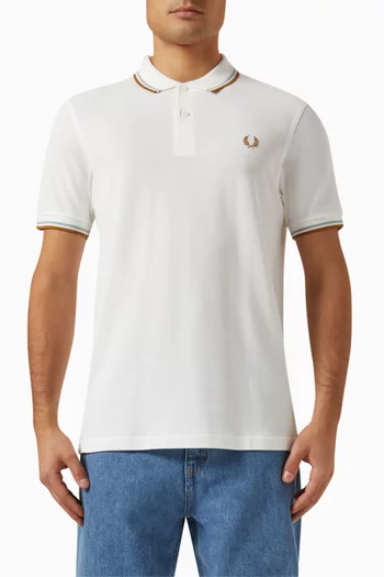 Twin Tipped Logo Polo Shirt in Cotton Piqué