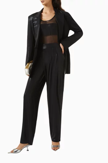 Low-rise Pleated Pants in Stretch Lamé