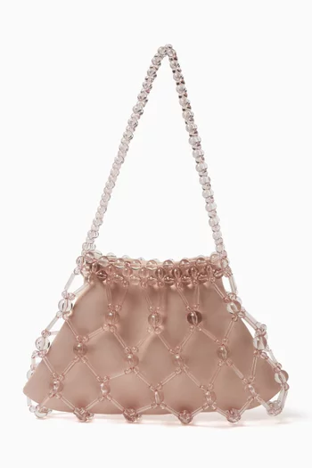 Mina Beaded Shoulder Bag in Satin