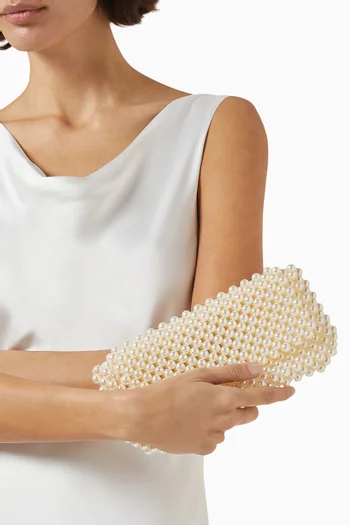 Clover Clutch in Pearl Beads