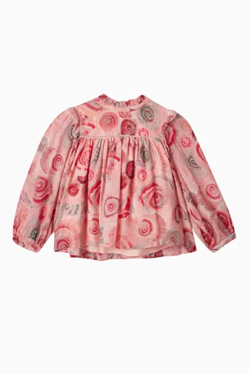Ruffle Blouse in Cotton-wool Blend
