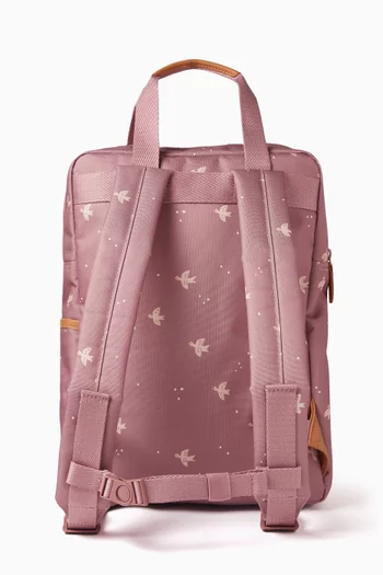 Large All-over Birds Print Backpack in Recycled Fabric