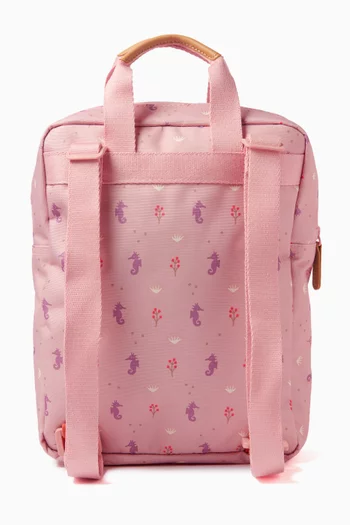 Small All-over Sea Horse  Print Backpack in Recycled Fabric