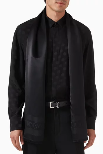 Logo Jacquard Scarf in Silk Satin