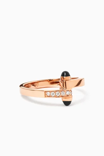 Crossroads Diamond Enamel Ring in 18kt Rose Gold