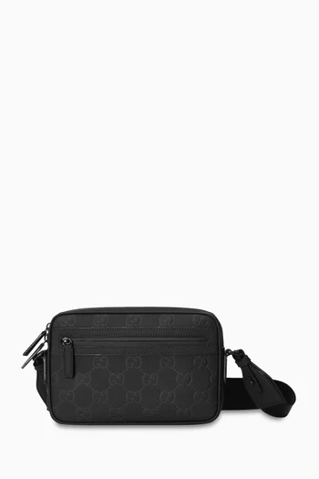 Buy Gucci Black GG Crossbody Bag in Rubber effect Leather For Men Online Ounass Bahrain
