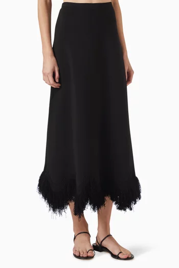 Paulina Fringe Midi Skirt in Compact Knit