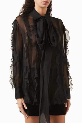 Sheer Tie-neck Blouse in Silk Chiffon