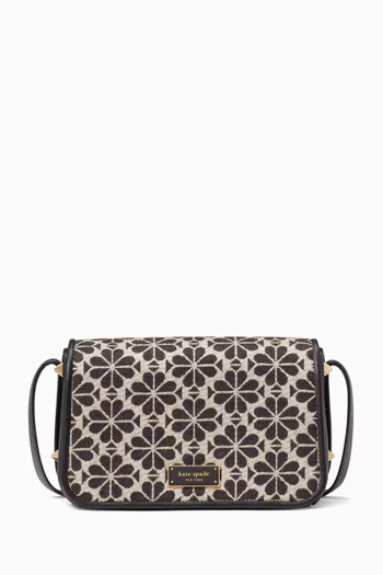 حقيبة كروس صغيرة بغطاء قلاب ونقشة زهور بالشكل البستوني جاكار