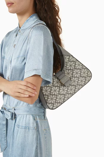 حقيبة كتف نوفو صغيرة بنقشة زهور بالشكل البستوني جاكار