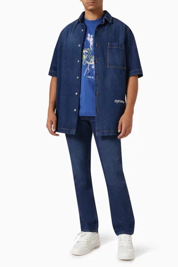 Script Bowling Shirt in Denim