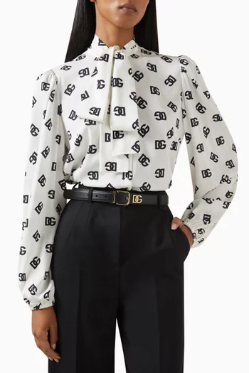 DG Logo Belt in Calfskin Leather, 25mm