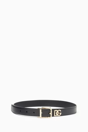 DG Logo Belt in Calfskin Leather, 25mm