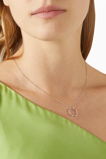 Octagon Diamond Pendant Necklace in 14kt White Gold