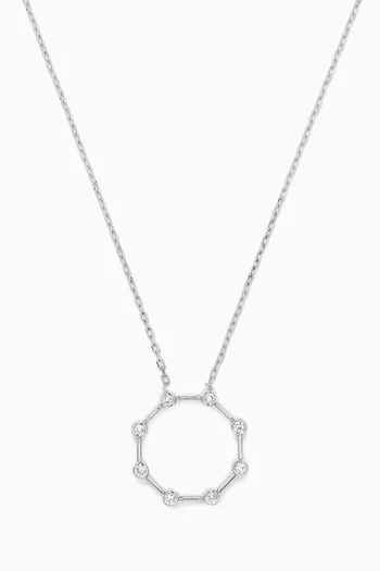 Octagon Diamond Pendant Necklace in 14kt White Gold