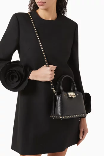 Small Rockstud Top Handle Bag in Grainy Leather