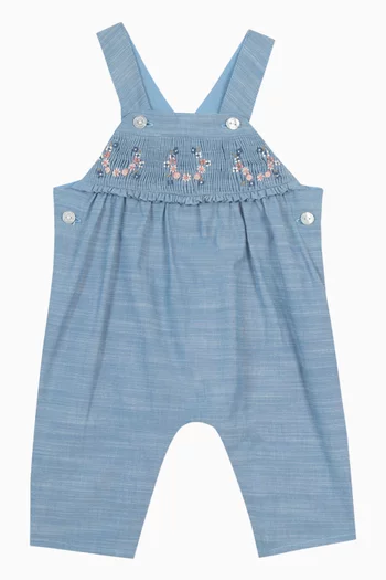 Embroidered Dungarees in Cotton