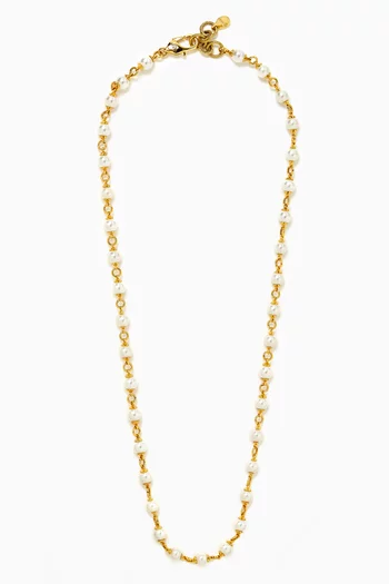 Orion Pearl Necklace in Gold-plated Brass