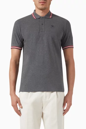 Stripe Polo Shirt in Cotton Pique