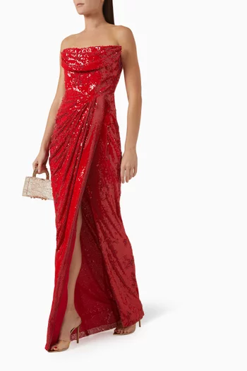 Sequin-embellished Strapless Dress