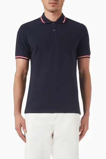 Stripe Polo Shirt in Cotton Pique