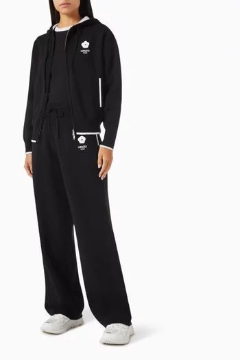 كنزة بغطاء رأس وسحّاب وتطريز زهرة بوكي 2.0 مزيج صوف