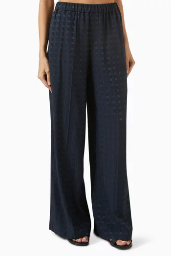 Wide-leg Pyjama Pants in Jacquard Viscose
