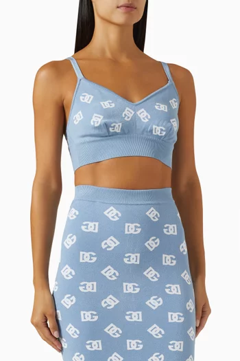 DG Logo Bralette Top in Viscose Jacquard