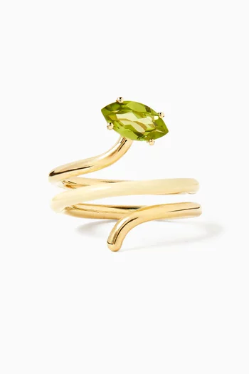 Long Vine Peridot Ring in 9kt Gold