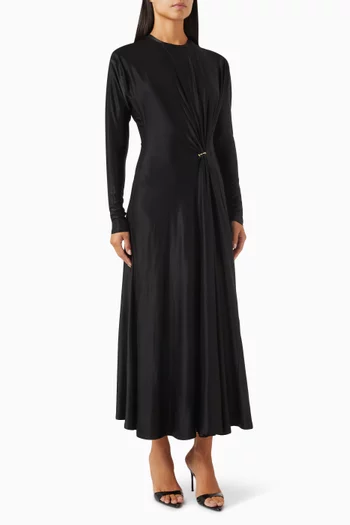 Long-sleeve Midi Dress in Stretch Viscose
