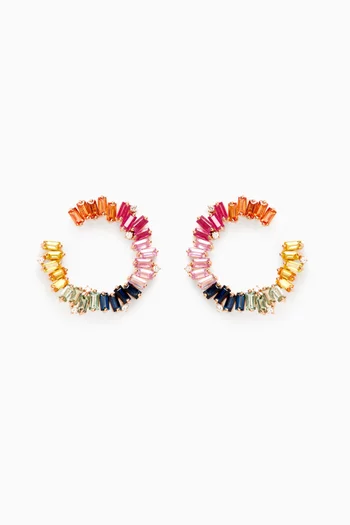 Noor Diamond & Sapphire Baguette Earrings in 18kt Rose Gold