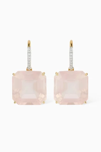 Asscher-cut Topaz & Diamond Drop Earrings in 14kt Gold