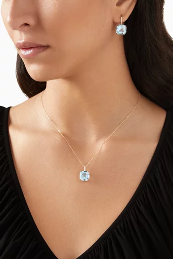 Asscher-cut Topaz & Diamond Drop Earrings in 14kt Gold