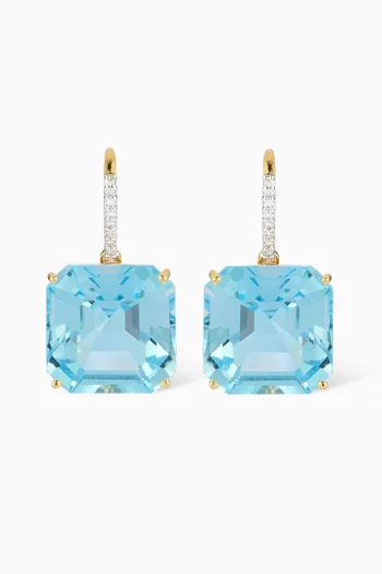 Asscher-cut Topaz & Diamond Drop Earrings in 14kt Gold