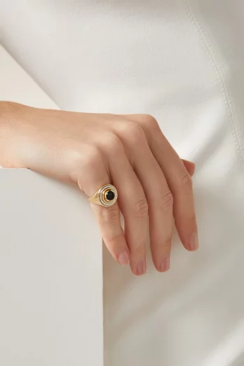 خاتم ميمت مرصع بالماس ذهب أصفر عيار 18