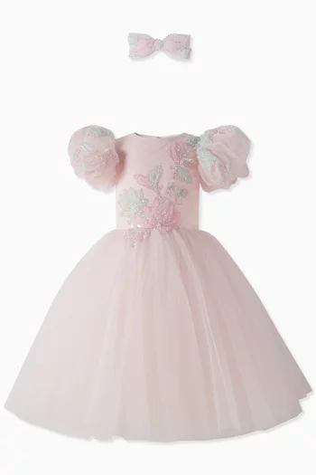 Floral Dress in Layered Tulle