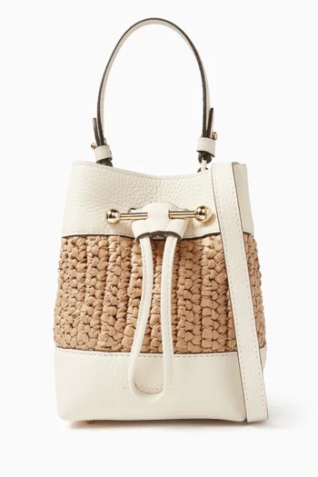 Osette Bucket Bag in Raffia & Leather