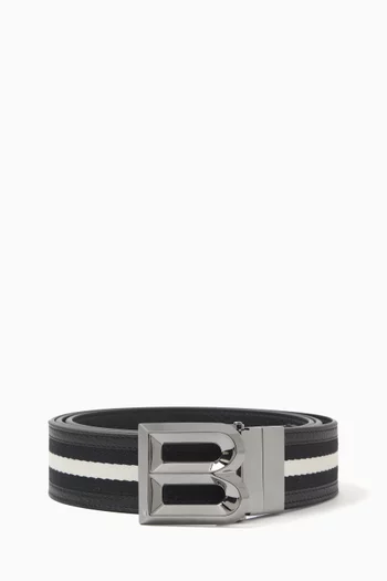 B Bold Reversible Belt in Leather & Canvas